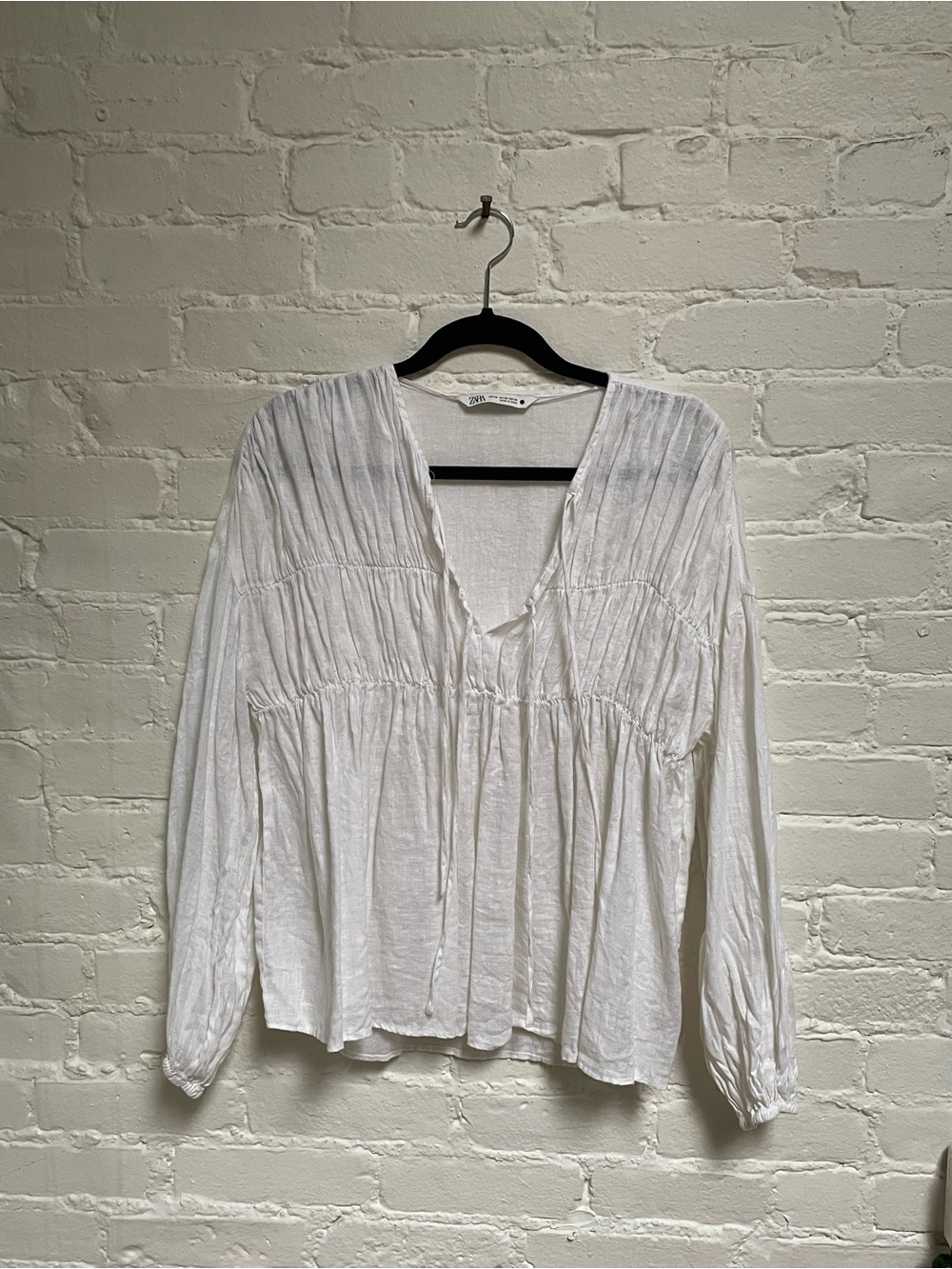 Bohemian Linen V-Neck Peasant Blouse loose fit